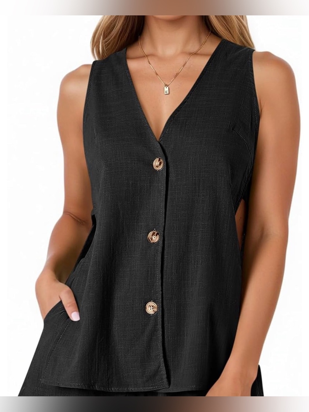 Tankaneo Womens button down tank top - Picture 2 of 5